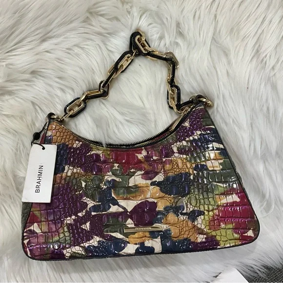 BRAHMIN Wildflower Melbourne - Leather Satchel/Shoulder purse. - Picture 1 of 6